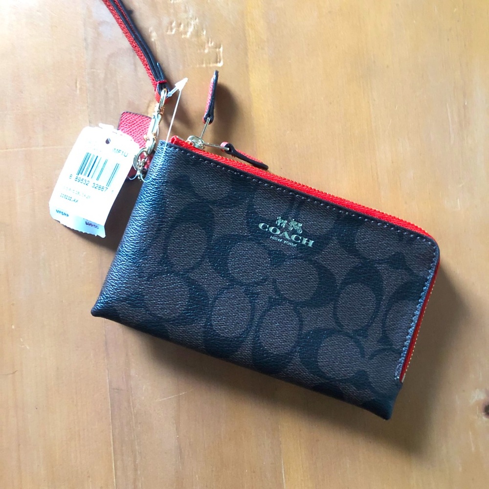Coach Double Zippered Wristlet